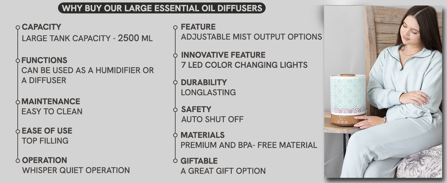 diffuser humidifier relaxing atmosphere quiet relax large room big oil diffuser long running