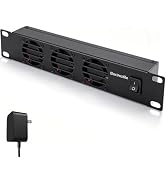 ElecVoztile 10 inch 1U Rack Mount Fan Panel with Switch, Metal Case | 5V Adapter Included, 3-Fan,...