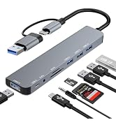 USB C Hub USB Hub 3.0, Upgrade 8 in 2 USB Splitter with USB-C/4 USB A Port Extender, TF/SD Card R...