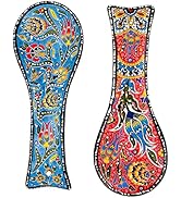 BCS Spoon Rest Set of 2 - Ceramic Spoon Holder for Stovetop & Kitchen Counter - Dishwasher Safe H...