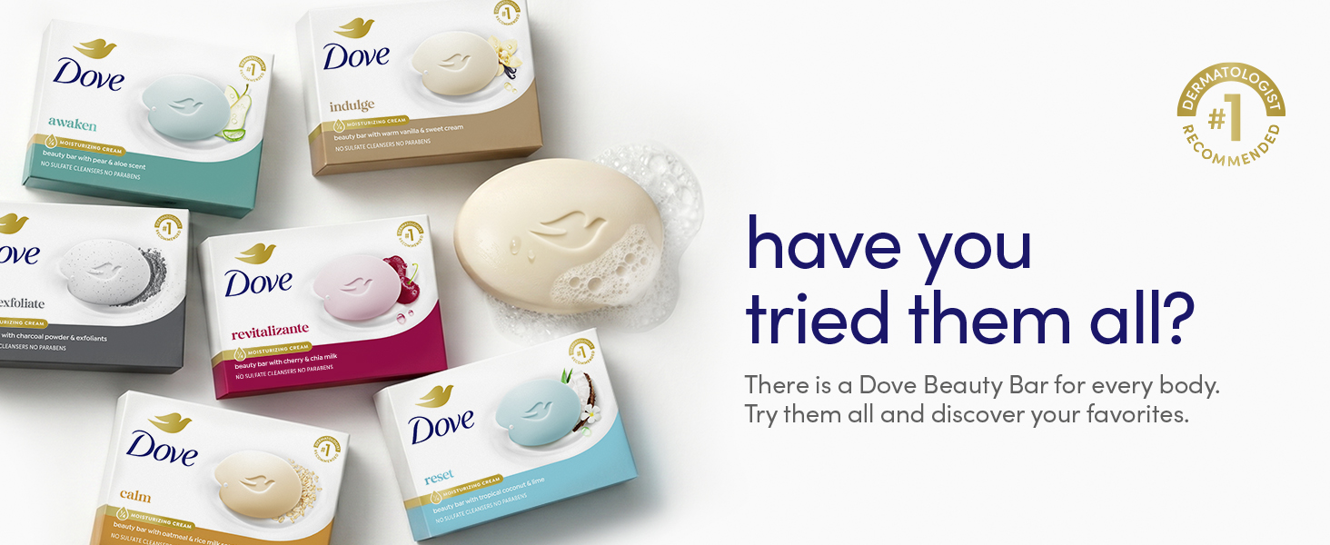 Dove Beauty Bars range displayed alongside messaging encouraging users to try all variants