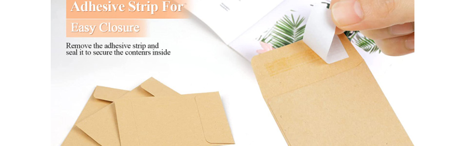 Coin Envelopes, Brown Kraft Seed Envelopes,Full-Flap Seal Small Envelopes