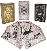 Smoostart 78 Tarot Cards with Guidebook, PVC Waterproof Anti-Wrinkle Luxury Gold Foil Classic Tar...