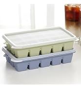 Silicone Ice Cube Trays with Spill Resistant Lid, Stackable Ice Trays for Freezer, Easy Release 1...