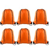 PLULON 6 Pcs Drawstring Bags Bulk Orange Drawstring Backpack String Backpack Cinch Sack Sport Gym...