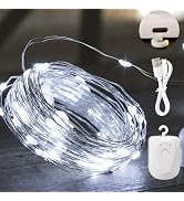 DomeStar 2 Pack String Lights, Rechargeable LED Battery Operated String Lights Indoor for Home Be...