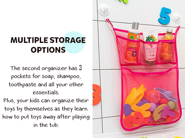 bath toy organizer pink