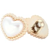 ZENGLU 32 Pieces of 12.5mm Diameter/15mm/17.5mm/21mm Sewn Heart-Shaped White Artificial Pearl But...