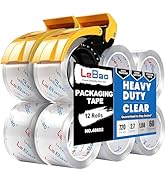 LeBao Heavy Duty Packing Tape with Dispenser, Strong HD Clear Packaging Tape, 1.88 in. x 60 yd. x...