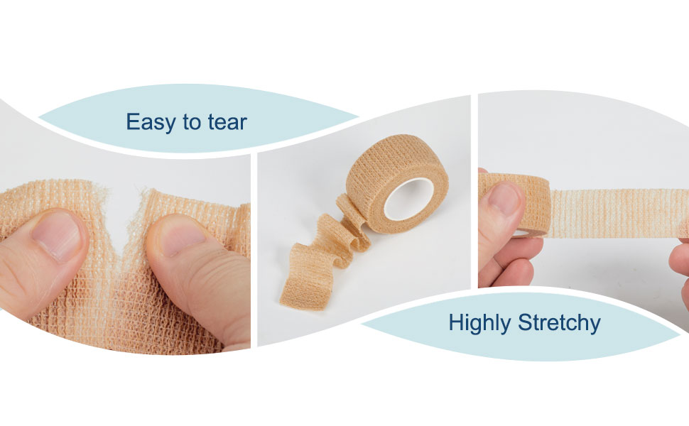 6 Pack,1inch× 5 Yards Self Adhesive Bandage Wraps for Sports, Cohesive Bandages,Atheletic Tape