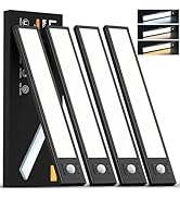 WowGlad 4Pack Under Cabinet Lighting Rechargeable -10" Ultra-Thin Black 3 Color Temps Super Brigh...