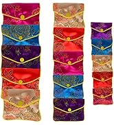Bleiou 15 Pcs Jewelry Silk Purse Pouch Brocade Gift Bags Mix Colors(Small&Medium&Large)