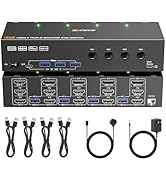 KVM Switch 3 Monitors 4 Computers 4K@60Hz,EDID Simulation,USB 3.0 HDMI Displayport KVM Switch Tri...
