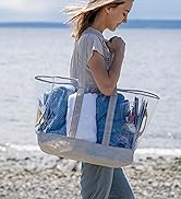 VENO Clear Bag Transparent Vinyl PVC Tote, Stadium, Outdoor, Beach, Pool