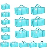 16 Pack-Extra Large Heavy Duty Moving Bags - Waterproof Storage Totes with Handles & Zippers, Fol...
