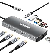 USB C Hub with Dual 4K@60Hz Displayports, 2 USB-A & 2 USBC 3.2 10Gbps Ports, 1Gbps Ethernet, 100W...