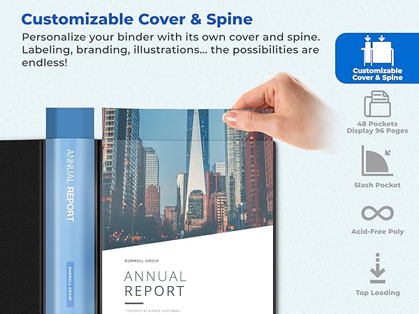 Dunwell Presentation Book 8.5x11 48-Pocket - Customizable Cover & Spine