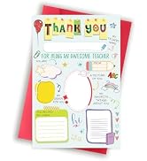 MOROLURU Funny Teacher Thank You Card, Fill in the Blanks, Cute Daycare Teacher Appreciation Card...