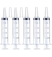 5Pack 20ml Plastic Syringe with caps for Liquid Measuring,Oral,Scientific Labs,Feeding Pets, Oil ...