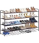 KIMBORA 4 Tier Long Shoe Rack for Closet, Wide Shoe Storage Organizer Stackable Sneaker Shelf for...