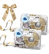 Phomemo A30 P15 Exclusive Embellish Black Print on Champagne Gold Satin Ribbon, Fabric Ribbons fo...