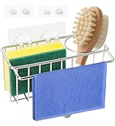 Anyongora 304 Stainless Steel 3-in-1 Sink Caddy – Sponge, Brush & Towel Holder with No-Drill Wate...