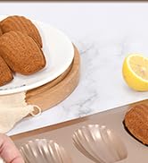 LIFVCNT 2 Pack Madeleine Pans, 12-Cavity Heavy Duty Nonstick French Shell Shape Baking Mold, Carb...