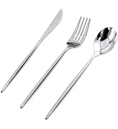 Rubtlamp 90Pcs Silver Plastic Silverware, Silver Plastic Utensils, Plastic Cutlery Include 30 Pla...