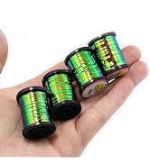 WNHNO Pack of 1 Green Peacock Flat Tinsel 35 Yards Fly Tying Floss Thread Silky Yarns Fly Fishing...