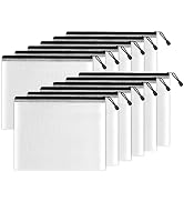 SUNEE Plastic Mesh Zipper Pouch 9x13 in (Black, 12 Packs),Extra Large Water-Resistant Zip Bag for...