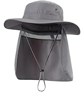 Home Prefer UPF50 Mens Sun Hat with Neck Flap Quick Dry UV Protection Cap Womens Wide Brim Fishin...