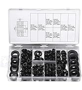 KEWAYO Rubber O-Grommets Set 180pcs Rubber O-Grommets 8 Different Sizes Black Rubber O-Rings Idea...