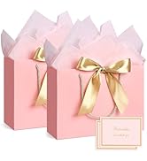 JMANNI Gift Bags, Medium Size Gift Bags, 2Pcs Paper Gift Bag with 4 Tissue Paper and 2 Greeting C...