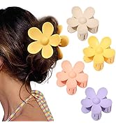 Flower Cute Hair Claw Clips - 4Pcs Flower Hair Clip Nonslip Strong Hold Hair 3 Inch Matte Small F...