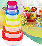 ARSUK Food Containers Storage Lunch Boxes for Cereal Pasta Reusable Stackable - BPA Free Microwav...