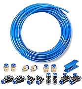 CGELE Pneumatic Tubing 6mm OD 4mm ID 39.4ft/12 Meter Blue PU Air hose Pipe Tube Kitfor Air Line o...