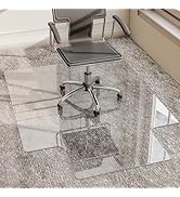 GLSLAND Irregular Tempered Glass Floor Mat - 36" x 48" Office Chair Mat for Carpet Clear Duty Har...