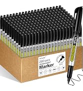 SFAIH 200 Black Permanent Markers Bulk -1s Quick Drying, Fine Point Markers for Write Mark, Schoo...
