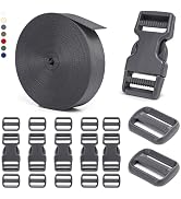 BEYOURD 1 inch Buckles and Strap Set: 10 Yards Polyester Webbing Strapping, 6 Pack Dual Adjustabl...