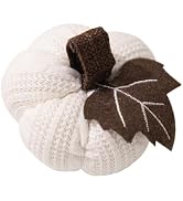 Kuriozud Faux Fall Harvest Crochet Pumpkins Small Knit Rustic Farmhouse Foam Pumpkins for Thanksg...