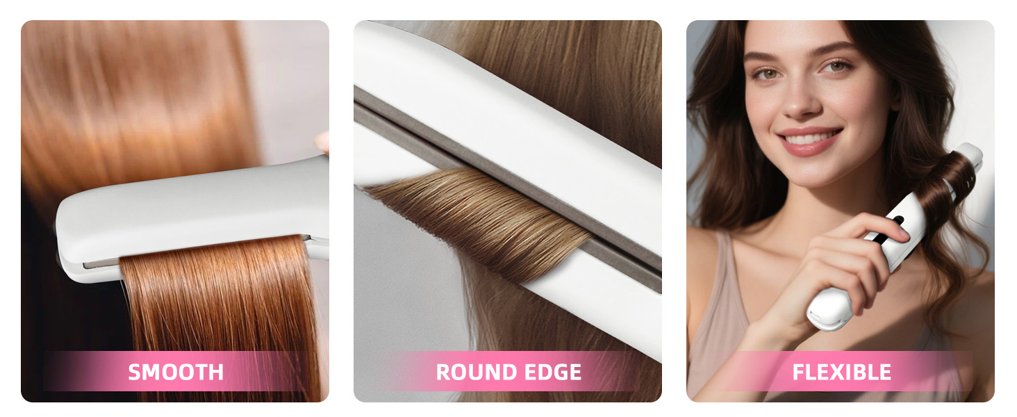 The cordless hair flat iron delivers smooth and flexible stylings