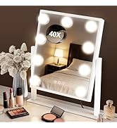 Hollywood Vanity Mirror with Lights, 3 colors light up mirror for makeup, Smart Touch Control, br...
