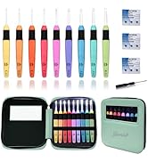 Yarniss Lighted Crochet Hook Set with Case,9 Sizes Crochet Hook Set Glow in Dark with Ergonomic H...