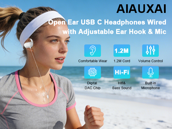 USB C Earbuds Open Ear Headphones
