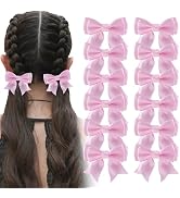 12Pcs Hair Bows Clips for Women Silky Satin Cute Bow Clips for Girls Short Tail Ribbon Alligator ...