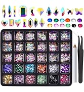 Canvalite 2900Pcs Rhinestones for Nails, 18 Styles Multi Shape Nail Charms and Gems Shiny Glass C...