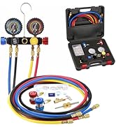 PB Motor Tech 4-Way AC Manifold Gauge Set for R22, R134A, R410A Refrigerants, with Quick Couplers...