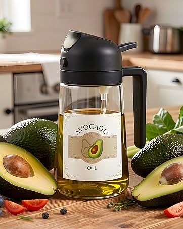 Spray bottle for oil – Glass cooking oil sprayer for even distribution in frying or baking.