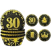 qiqee 30th Birthday Cupcake Liners 200PCS Muffin Liners 4 Designs Birthday Cupcake Papers Baking ...