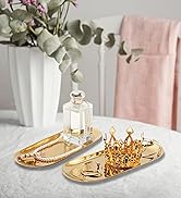 Gold Decorative Tray, Stainless Steel Jewelry Tray Towel/Vanity Tray Dish Plate Tray Tea/Fruit St...